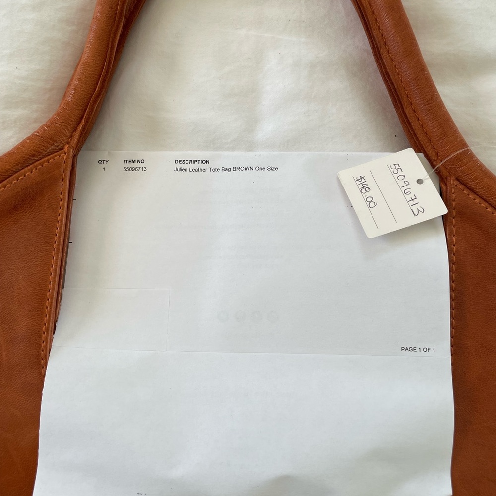 Anthropologie Round Leather Tote in Cognac Brown - Picture 4 of 6